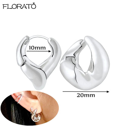 2025 New Gold Color Smooth Small Circle Earrings for Women 925 Sterling Silver Needle Trend Pendant Earrings Party Jewelry Gift