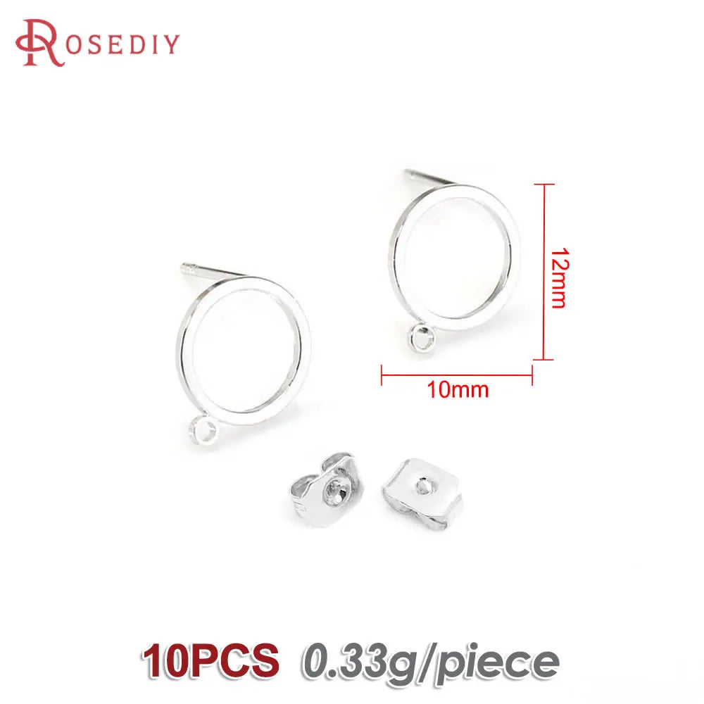 18K Gold Color Brass Round Circle Irregular Oval Rectangle Stud Earrings High Quality Diy Jewelry Earrings Accessories for Women