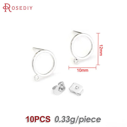 18K Gold Color Brass Round Circle Irregular Oval Rectangle Stud Earrings High Quality Diy Jewelry Earrings Accessories for Women