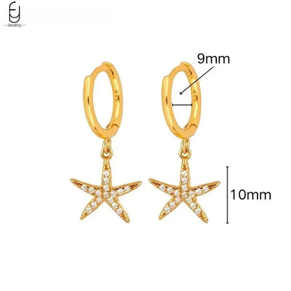 925 Stelings Silver Ear Needle Small Square Drop Earrings For Women Crystal Octagonal Star Sun Hoop Earrings Fashion Jewelry