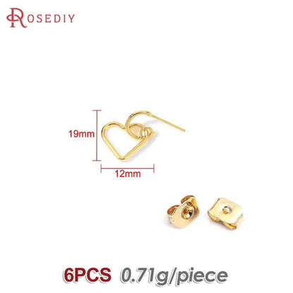 18K Gold Color Brass Round Circle Irregular Oval Rectangle Stud Earrings High Quality Diy Jewelry Earrings Accessories for Women