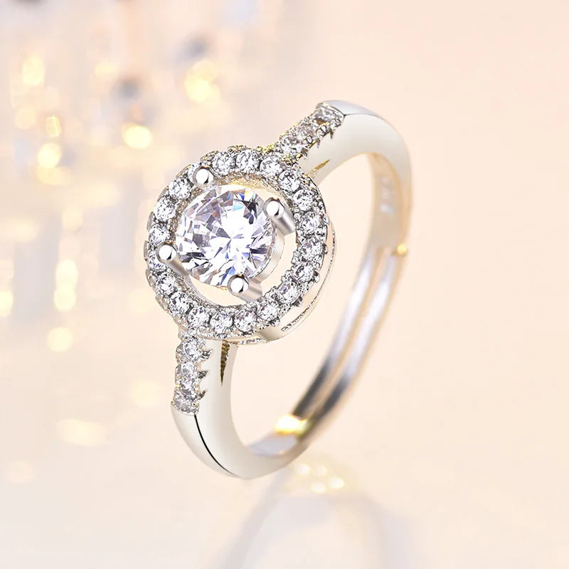 Original 925 Sterling Silver Ring High Quality Adjustable Opening AAA Zircon For Women Wedding Fine Fashion Jewelry Gift