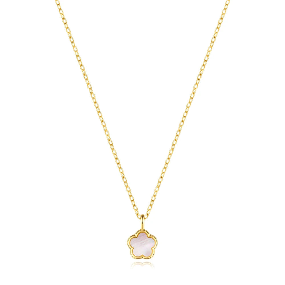 AIDE 925 Sterling Silver Flower Shell With Zircon Necklace For Women Design Delicate Zircon Adjustable Exquisite Chains Jewelry