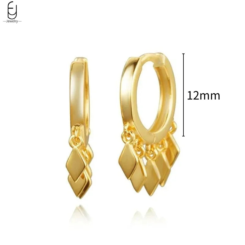 925 Stelings Silver Ear Needle Small Square Drop Earrings For Women Crystal Octagonal Star Sun Hoop Earrings Fashion Jewelry