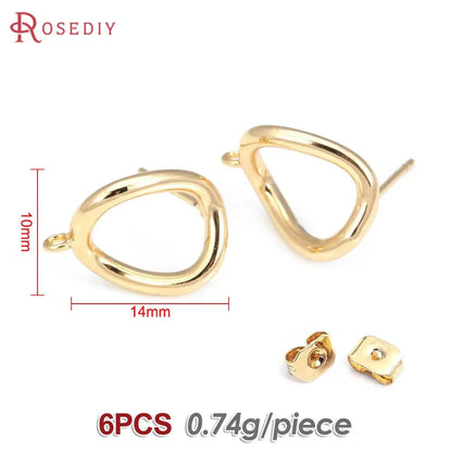18K Gold Color Brass Round Circle Irregular Oval Rectangle Stud Earrings High Quality Diy Jewelry Earrings Accessories for Women