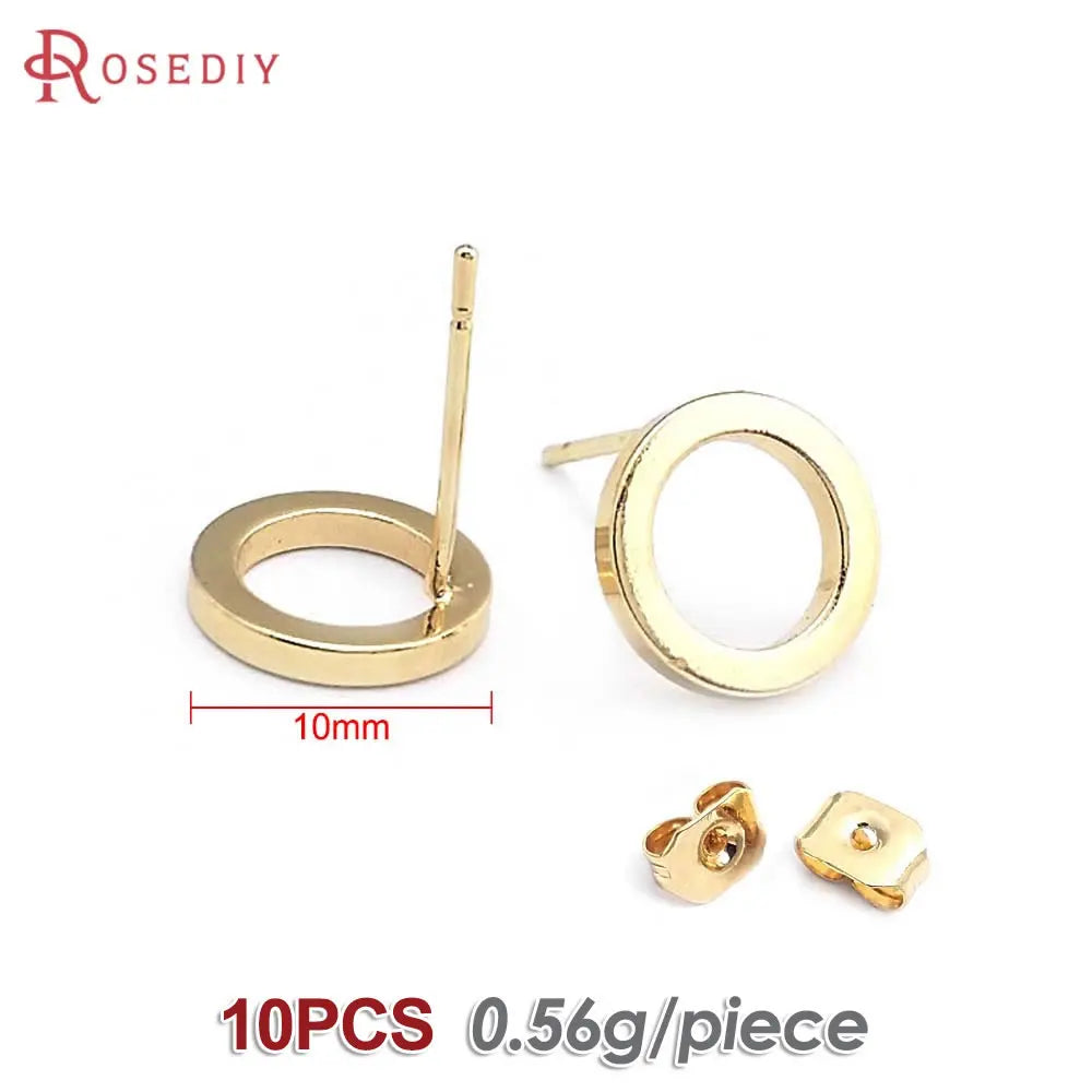 18K Gold Color Brass Round Circle Irregular Oval Rectangle Stud Earrings High Quality Diy Jewelry Earrings Accessories for Women