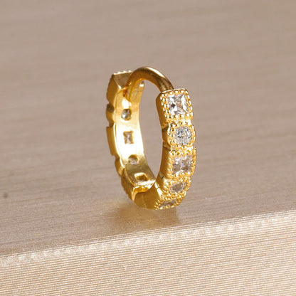 1PC 18K Gold Plated Stainless Steel Round Circle Earrings for Women Teens Cubic Zircon Star Leaf Hoop Earrings Piercing Jewelry