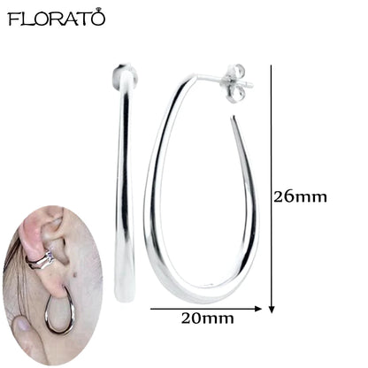 2025 New Gold Color Smooth Small Circle Earrings for Women 925 Sterling Silver Needle Trend Pendant Earrings Party Jewelry Gift