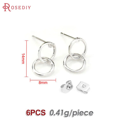 18K Gold Color Brass Round Circle Irregular Oval Rectangle Stud Earrings High Quality Diy Jewelry Earrings Accessories for Women