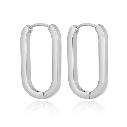 New Design Stainless Steel Cubic Zirconia Chain Hoop Earring For Women Square Water Drop Punk Cartilage Earring Piercing Jewelry