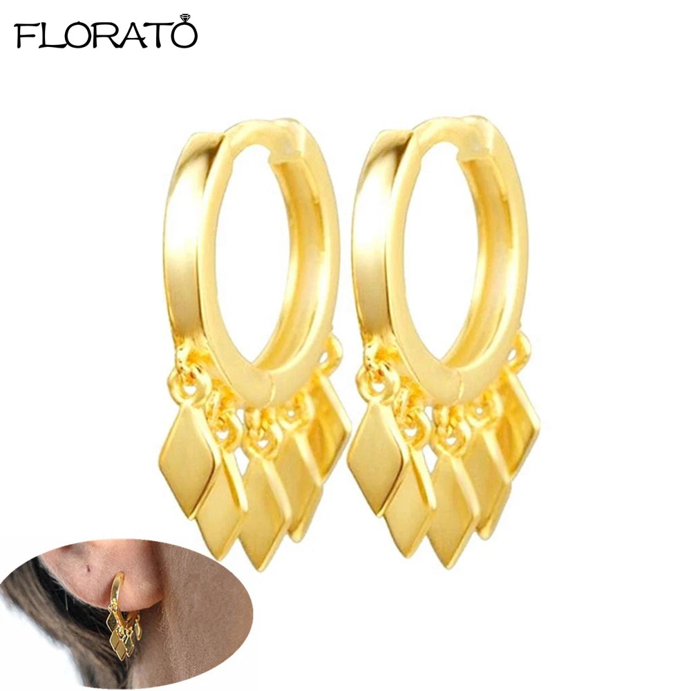 2025 New Gold Color Smooth Small Circle Earrings for Women 925 Sterling Silver Needle Trend Pendant Earrings Party Jewelry Gift