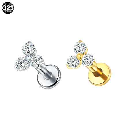 1pcs Titanium Piercing Cross Flower Stud Earring Internally Threaded Cubic Zircon Tragus Helix Piercing Body Jewelry