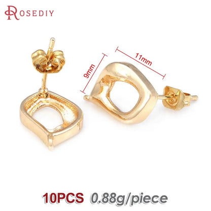 18K Gold Color Brass Round Circle Irregular Oval Rectangle Stud Earrings High Quality Diy Jewelry Earrings Accessories for Women