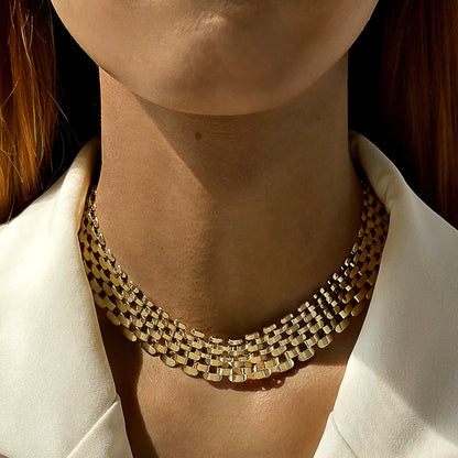 Docona Tocona Punk Heavy Metal Chain Choker Necklace for Women Fashion Gold Silver Color Alloy Simple Style Party Jewelry Collar