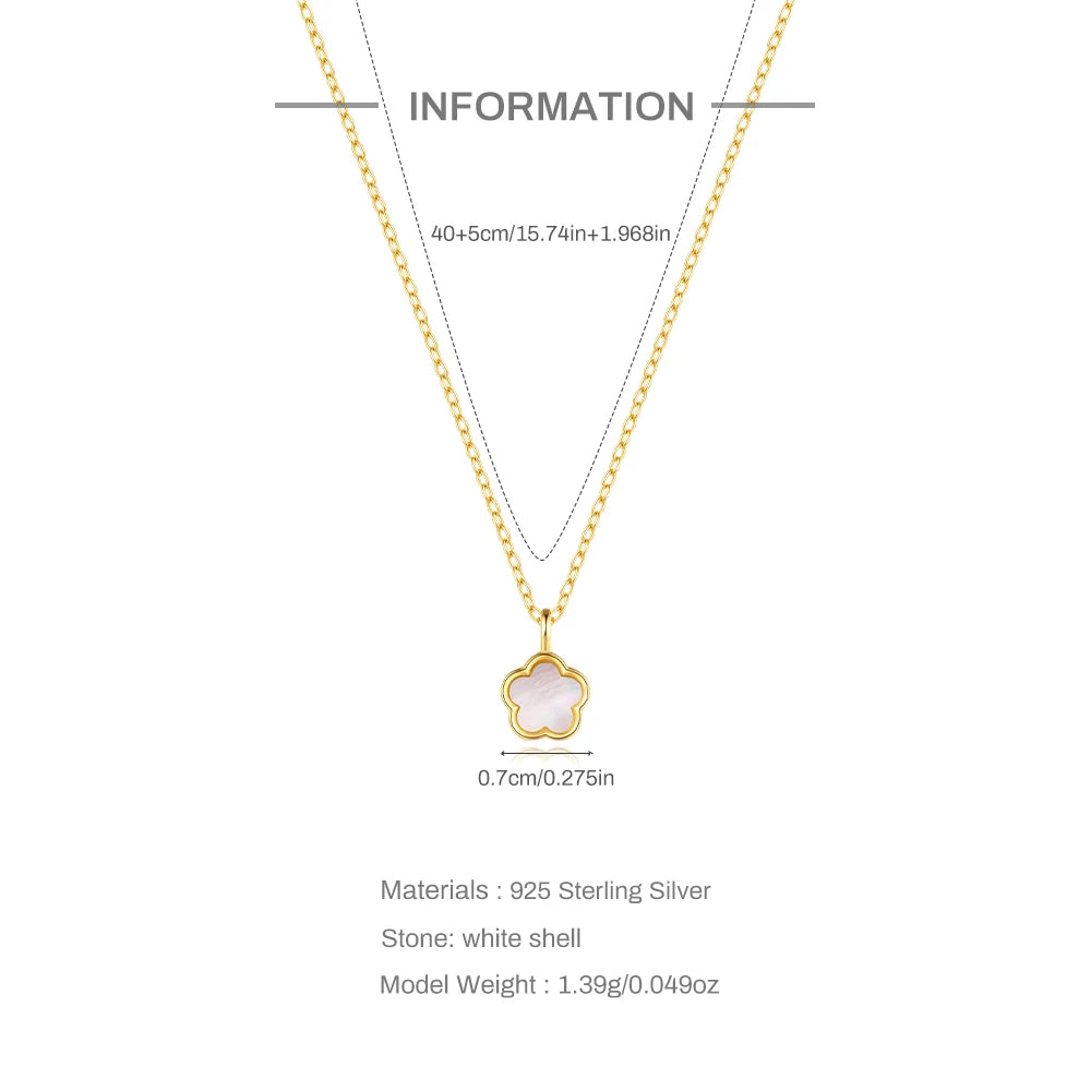 AIDE 925 Sterling Silver Flower Shell With Zircon Necklace For Women Design Delicate Zircon Adjustable Exquisite Chains Jewelry