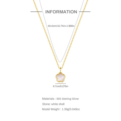 AIDE 925 Sterling Silver Flower Shell With Zircon Necklace For Women Design Delicate Zircon Adjustable Exquisite Chains Jewelry