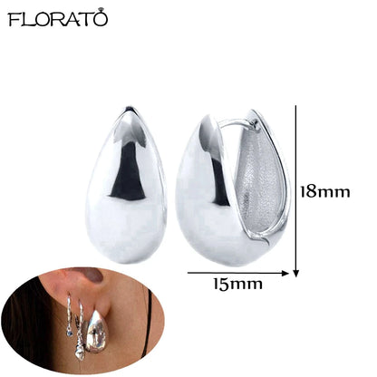 2025 New Gold Color Smooth Small Circle Earrings for Women 925 Sterling Silver Needle Trend Pendant Earrings Party Jewelry Gift