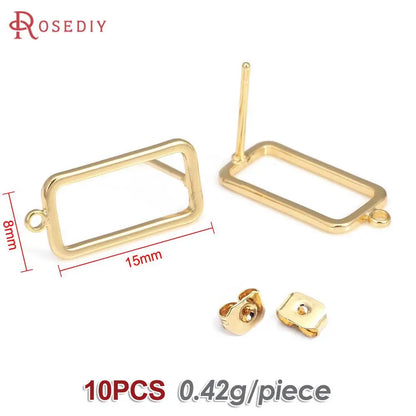 18K Gold Color Brass Round Circle Irregular Oval Rectangle Stud Earrings High Quality Diy Jewelry Earrings Accessories for Women