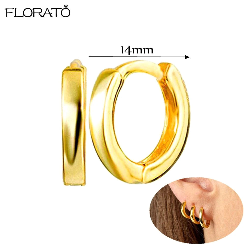 2025 New Gold Color Smooth Small Circle Earrings for Women 925 Sterling Silver Needle Trend Pendant Earrings Party Jewelry Gift