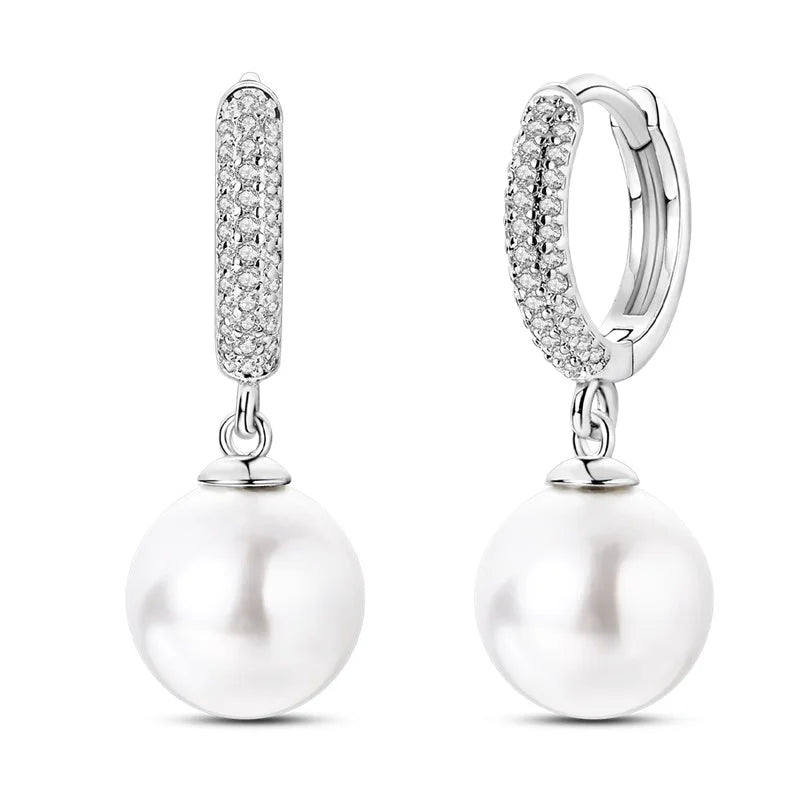 New Original 925 Sterling Silver Pearl Set Charms Ring Heart Earrings Beads Romantic Pendant Fit Bracelets Necklace Jewelry Gift