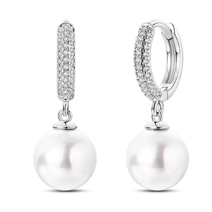 New Original 925 Sterling Silver Pearl Set Charms Ring Heart Earrings Beads Romantic Pendant Fit Bracelets Necklace Jewelry Gift