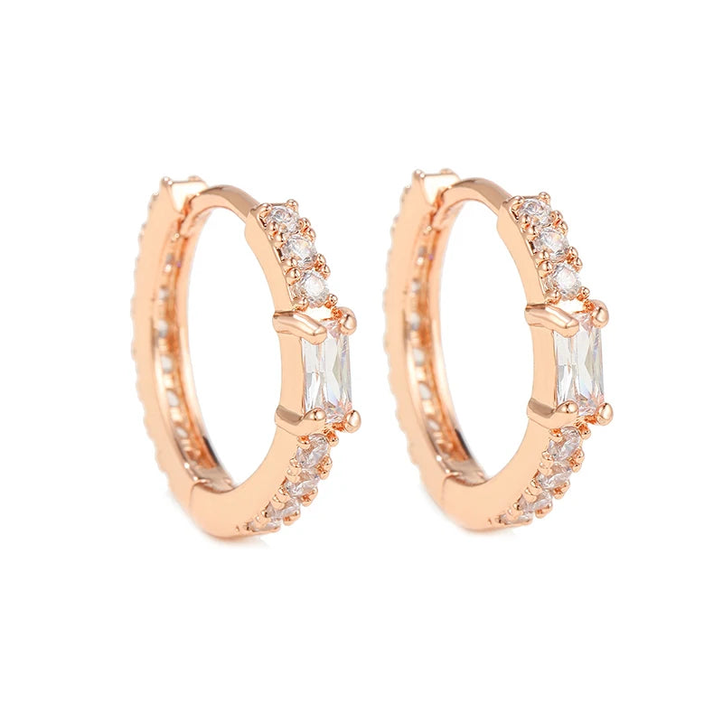 New Design Stainless Steel Cubic Zirconia Chain Hoop Earring For Women Square Water Drop Punk Cartilage Earring Piercing Jewelry