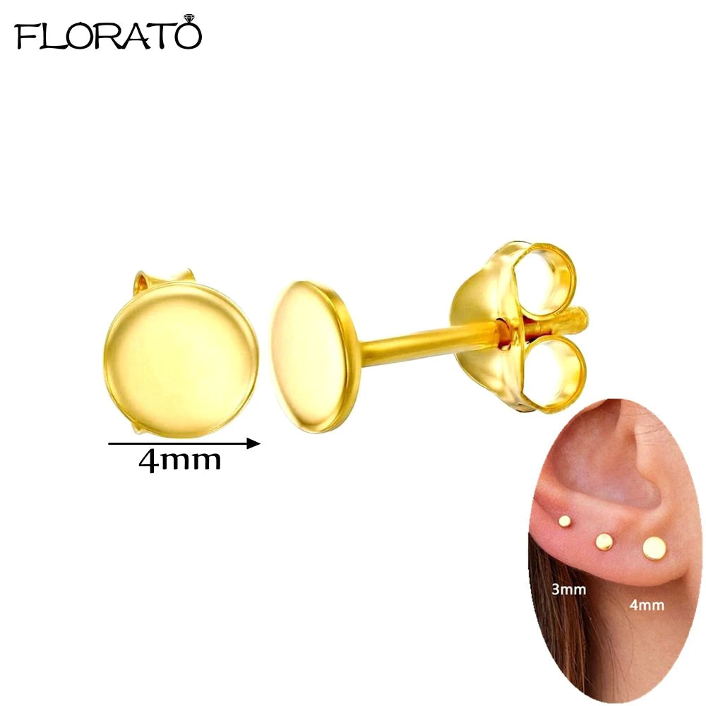 2025 New Gold Color Smooth Small Circle Earrings for Women 925 Sterling Silver Needle Trend Pendant Earrings Party Jewelry Gift