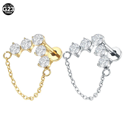 1pcs Titanium Piercing Cross Flower Stud Earring Internally Threaded Cubic Zircon Tragus Helix Piercing Body Jewelry