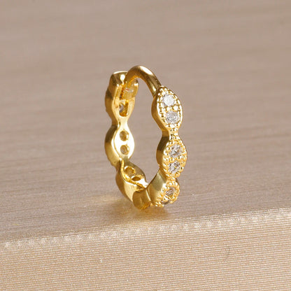 1PC 18K Gold Plated Stainless Steel Round Circle Earrings for Women Teens Cubic Zircon Star Leaf Hoop Earrings Piercing Jewelry