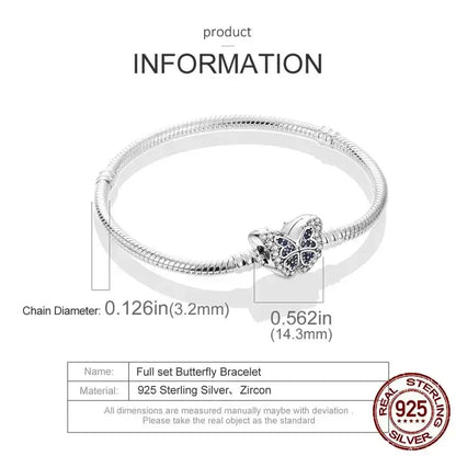 Classic 925 silver Snake Chains Charm Heart Bracelet Original 17-20CM Zircon Bracelets Fit DIY  Women Birthday Jewelry Gifts