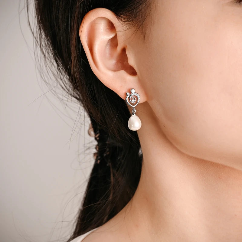 New Original 925 Sterling Silver Pearl Set Charms Ring Heart Earrings Beads Romantic Pendant Fit Bracelets Necklace Jewelry Gift