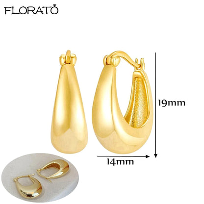 2025 New Gold Color Smooth Small Circle Earrings for Women 925 Sterling Silver Needle Trend Pendant Earrings Party Jewelry Gift