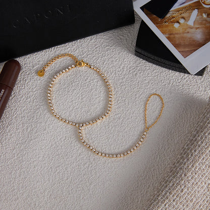 Youthway Luxury White Zirconia Linked Bracelet Stainless Steel 18k Gold Color Women's Bracelet Suitable for Wearing to Banquets