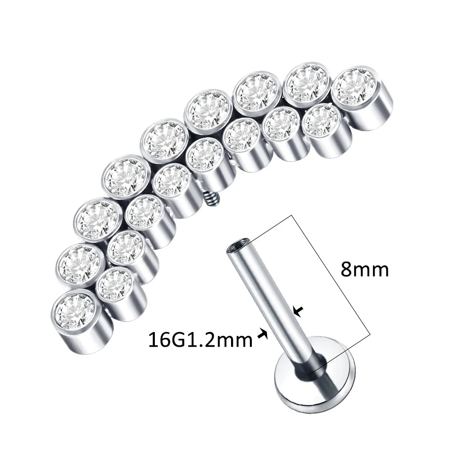1pcs Titanium Piercing Cross Flower Stud Earring Internally Threaded Cubic Zircon Tragus Helix Piercing Body Jewelry