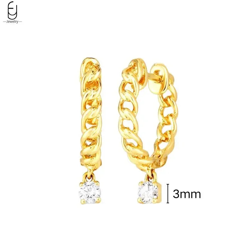 925 Stelings Silver Ear Needle Small Square Drop Earrings For Women Crystal Octagonal Star Sun Hoop Earrings Fashion Jewelry