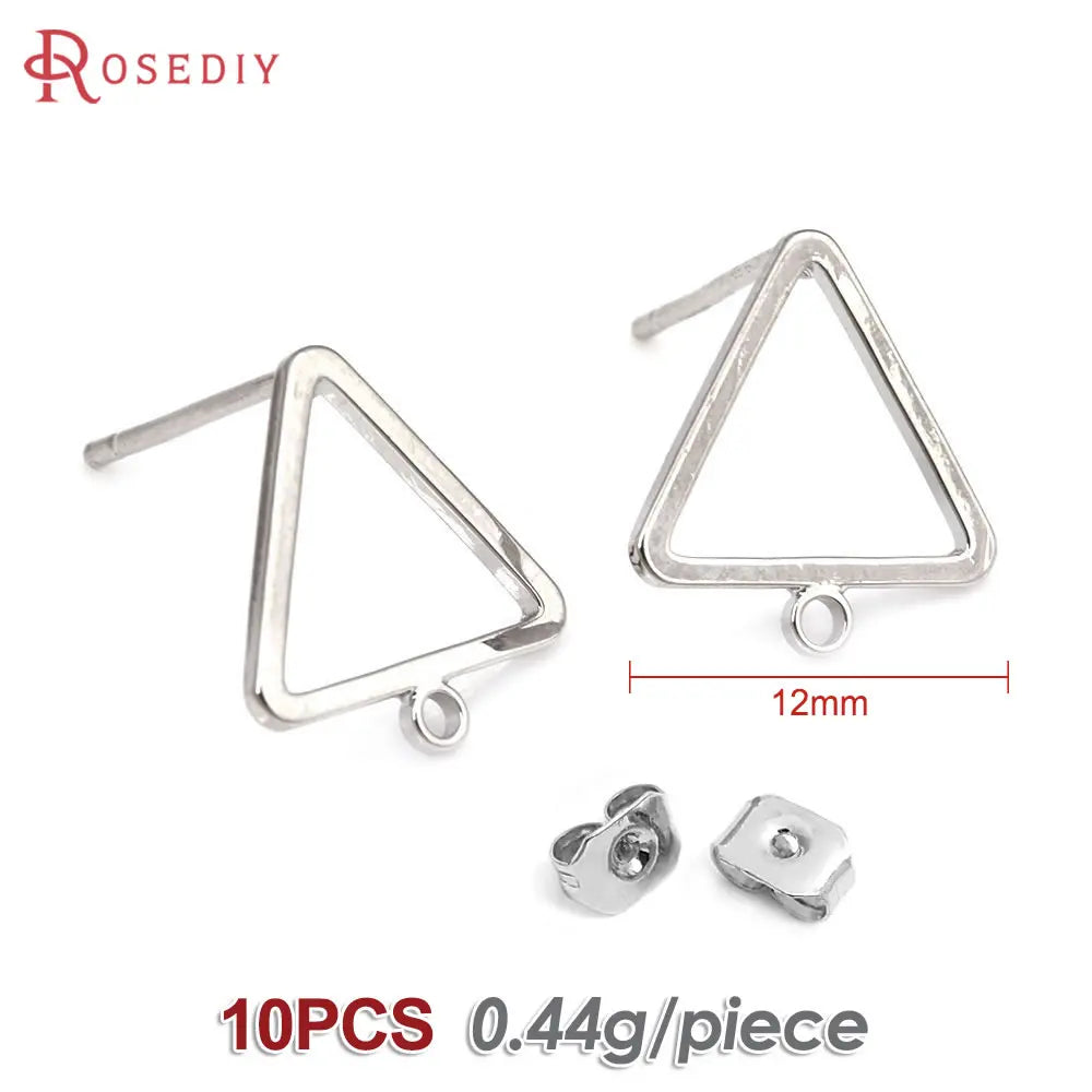 18K Gold Color Brass Round Circle Irregular Oval Rectangle Stud Earrings High Quality Diy Jewelry Earrings Accessories for Women