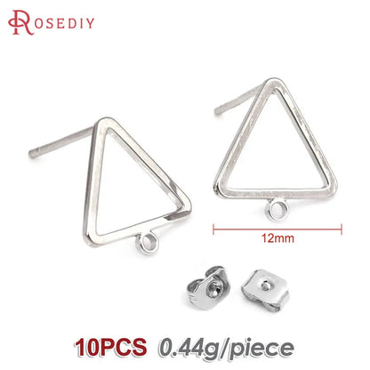 18K Gold Color Brass Round Circle Irregular Oval Rectangle Stud Earrings High Quality Diy Jewelry Earrings Accessories for Women