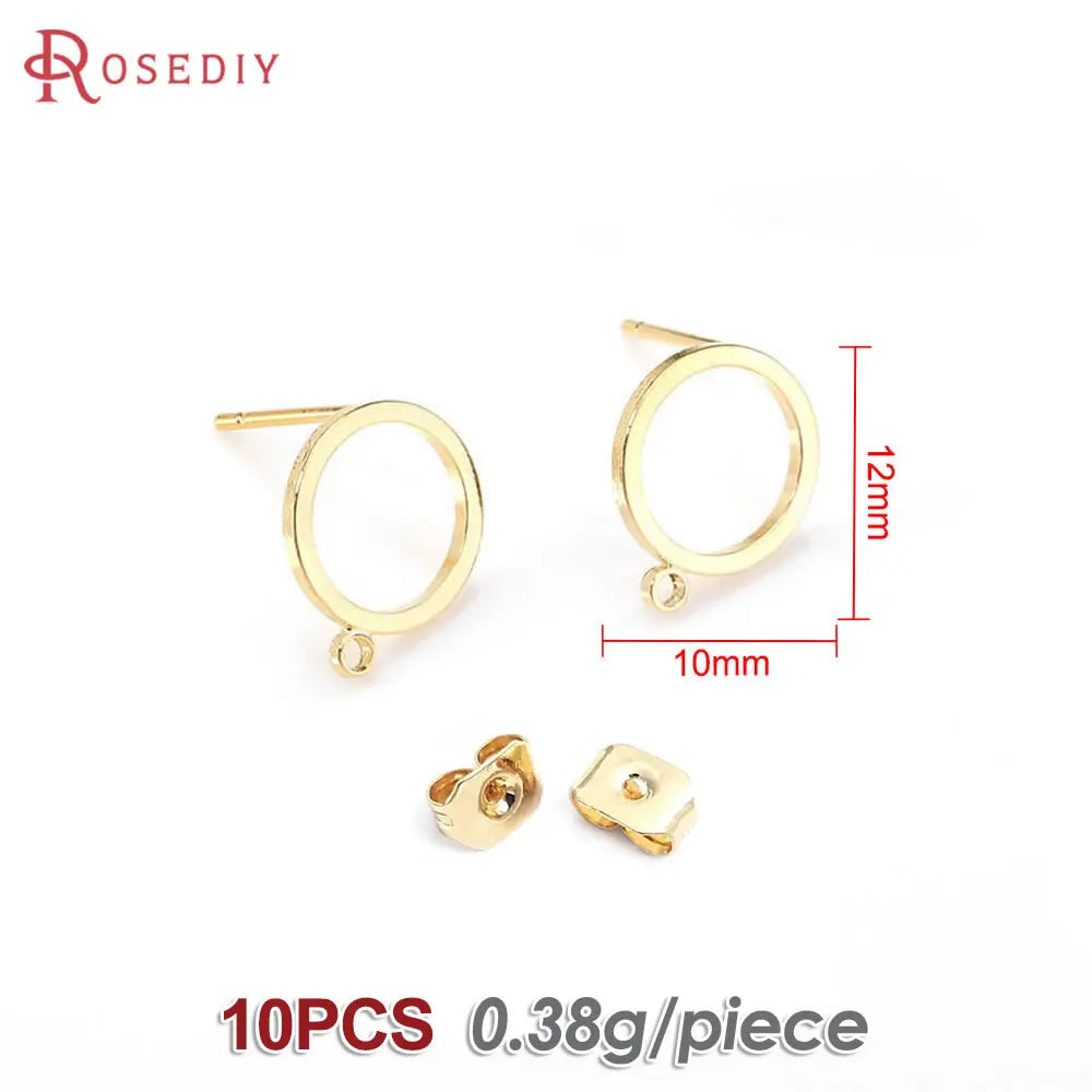 18K Gold Color Brass Round Circle Irregular Oval Rectangle Stud Earrings High Quality Diy Jewelry Earrings Accessories for Women