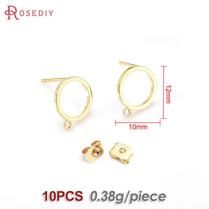 18K Gold Color Brass Round Circle Irregular Oval Rectangle Stud Earrings High Quality Diy Jewelry Earrings Accessories for Women