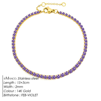 eManco Stainless Steel Gold Plated Sparkling Bracelet High Quality White Zirconia Single Row Simple Accessory For Girls