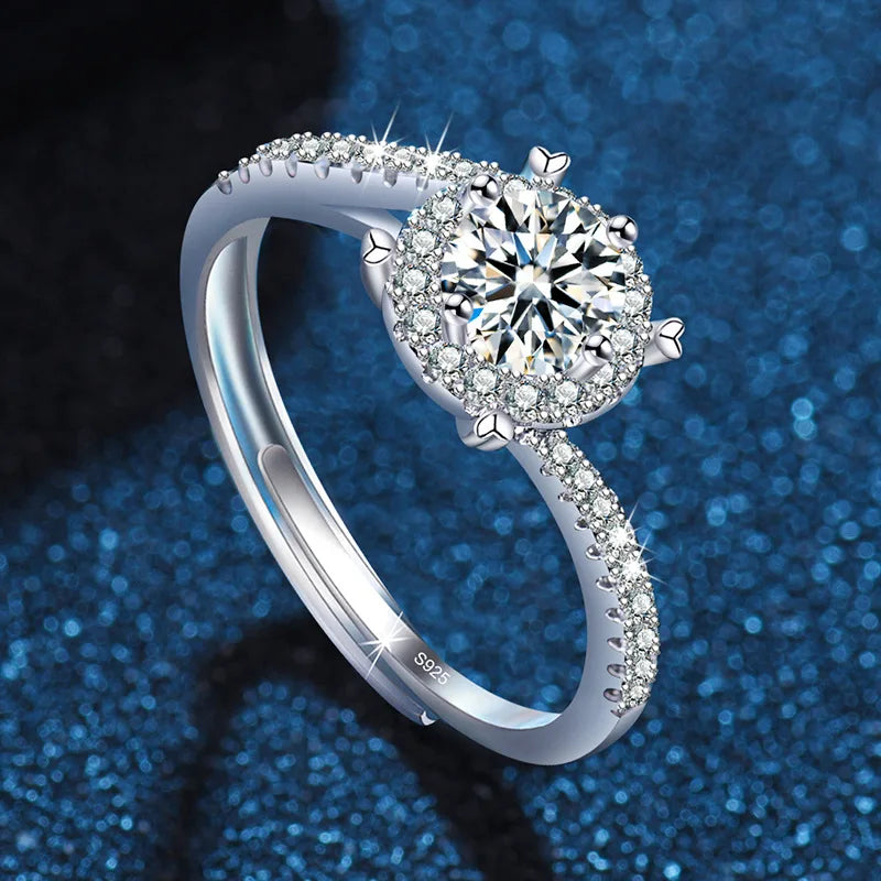 Original 925 Sterling Silver Ring High Quality Adjustable Opening AAA Zircon For Women Wedding Fine Fashion Jewelry Gift