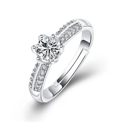 Original 925 Sterling Silver Ring High Quality Adjustable Opening AAA Zircon For Women Wedding Fine Fashion Jewelry Gift