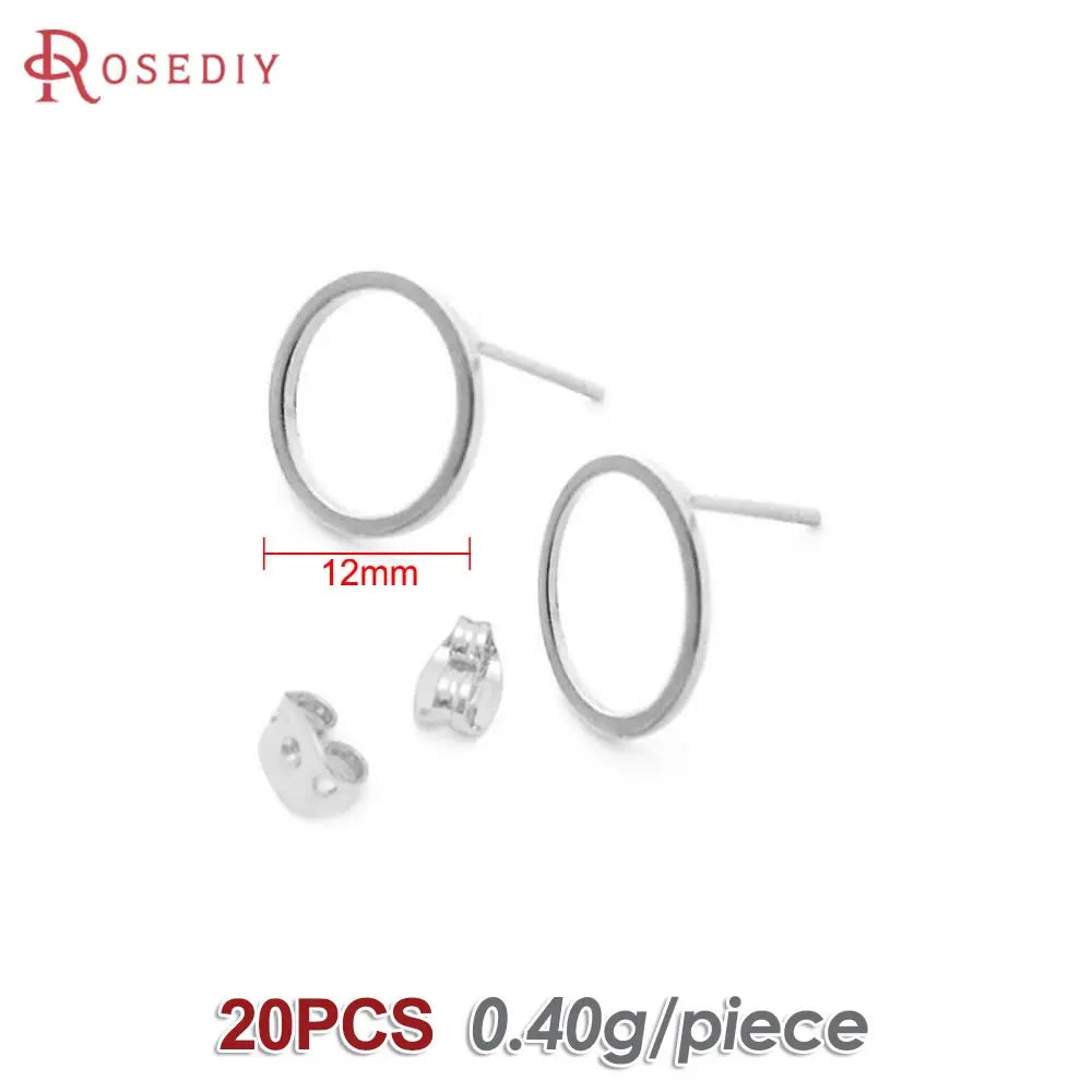 18K Gold Color Brass Round Circle Irregular Oval Rectangle Stud Earrings High Quality Diy Jewelry Earrings Accessories for Women