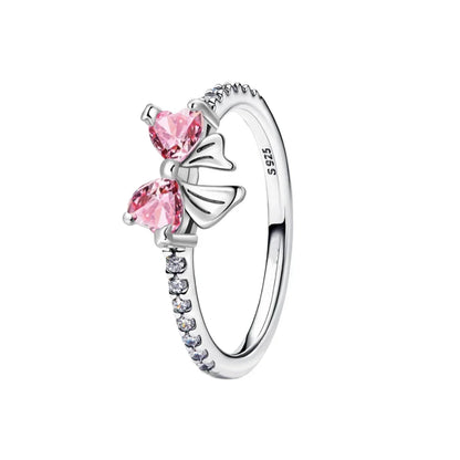 Original 925 Sterling Silver Princess Crown Moon Star Heart Bow Shell Crystal Rings Women Valentine's Birthday Gifts DIY Jewelry