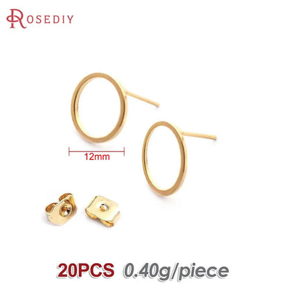 18K Gold Color Brass Round Circle Irregular Oval Rectangle Stud Earrings High Quality Diy Jewelry Earrings Accessories for Women