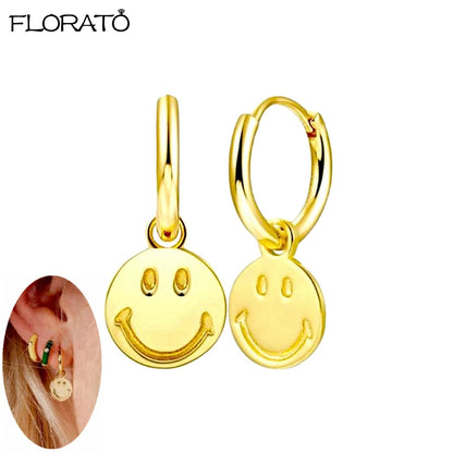 2025 New Gold Color Smooth Small Circle Earrings for Women 925 Sterling Silver Needle Trend Pendant Earrings Party Jewelry Gift