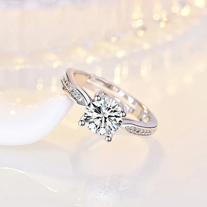 Original 925 Sterling Silver Ring High Quality Adjustable Opening AAA Zircon For Women Wedding Fine Fashion Jewelry Gift