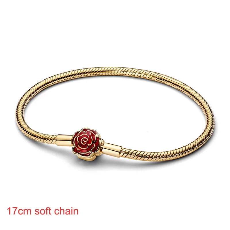 New 14K Gold Plated 925 Silver Flower Mushroom Charms Shell Bead DIY Fit Rose In Bloom Bracelets Necklace Women Jewelry Gift