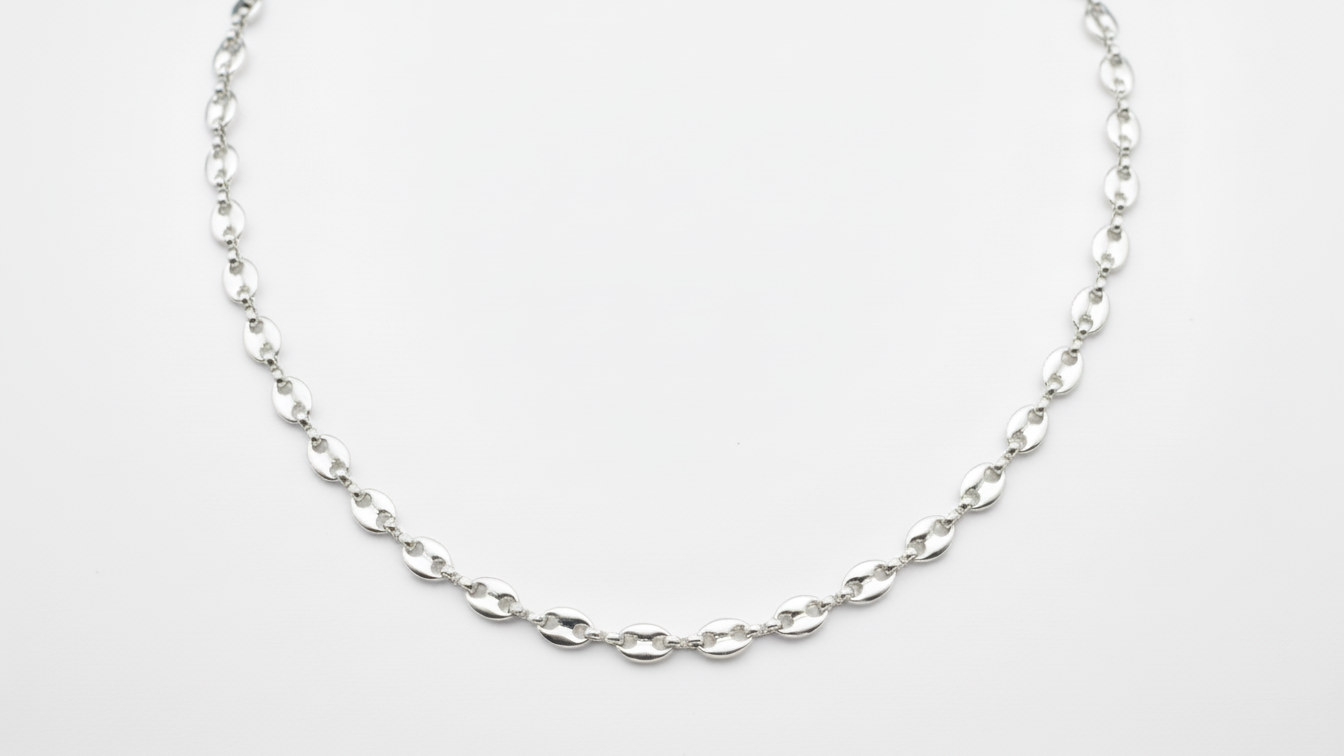 Collier Graine de café argent