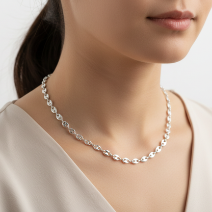 Collier Graine de café argent